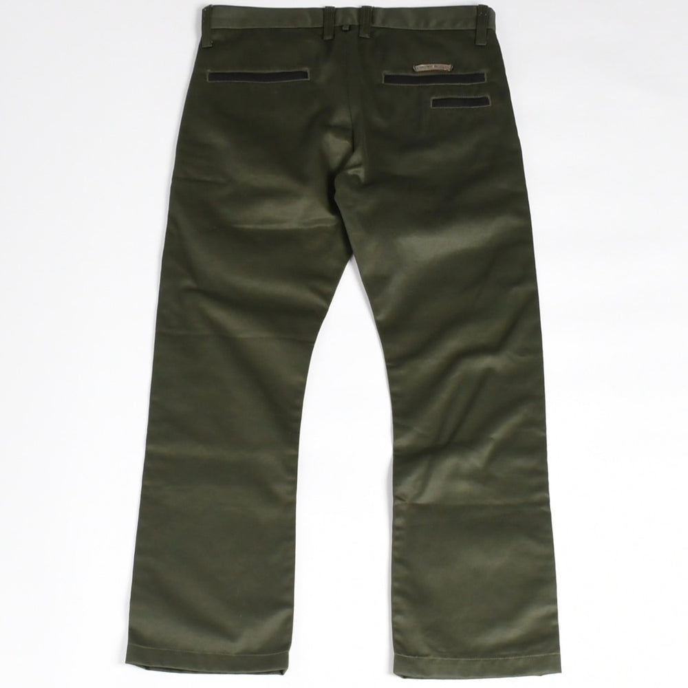 極美品 CHROME HEARTS クロムハーツ チノパンツ スクロールラベル クロスボール ボタン サイズ32 カーキ シルバー925 中古 4a008364