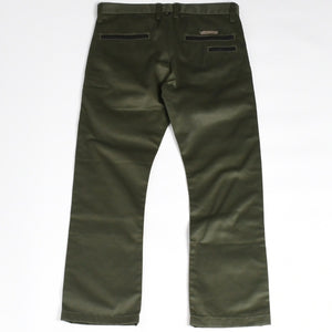 極美品 CHROME HEARTS クロムハーツ チノパンツ スクロールラベル クロスボール ボタン サイズ32 カーキ シルバー925 中古 4a008364