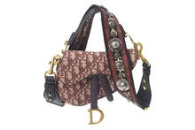 Load image into Gallery viewer, 極美品 Christian Dior クリスチャンディオール ハンドバッグ オブリーク ミニ サドルバッグ トロッター レッド 05-RU-1128 中古 4b000063