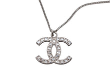 画像をギャラリービューアに読み込む, CHANEL シャネル ココマーク スクエアラインストーン ネックレス 重量約4.5g 09P刻印 全長約50cm シルバー メタル 美品 中古 4b006443