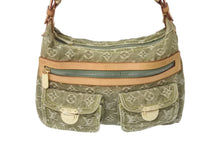 画像をギャラリービューアに読み込む, LOUIS VUITTON ルイヴィトン バギーPM ショルダーバッグ M95213 モノグラムデニム カーキ ゴールド 美品 中古 4b000065