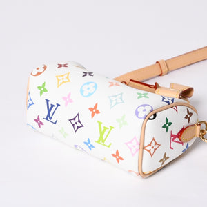 Like new LOUIS VUITTON Nano Speedy Handbag M13391 Monogram Multicolor White Takashi Murakami Used 4a000704