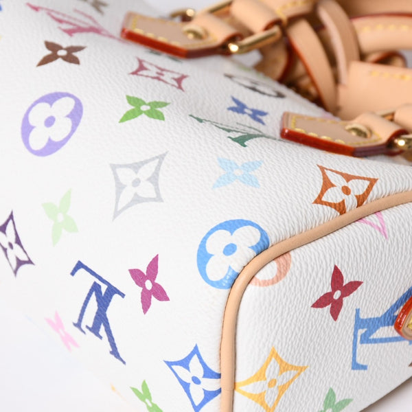 Like new LOUIS VUITTON Nano Speedy Handbag M13391 Monogram Multicolor White Takashi Murakami Used 4a000704