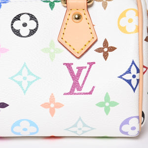 Like new LOUIS VUITTON Nano Speedy Handbag M13391 Monogram Multicolor White Takashi Murakami Used 4a000704