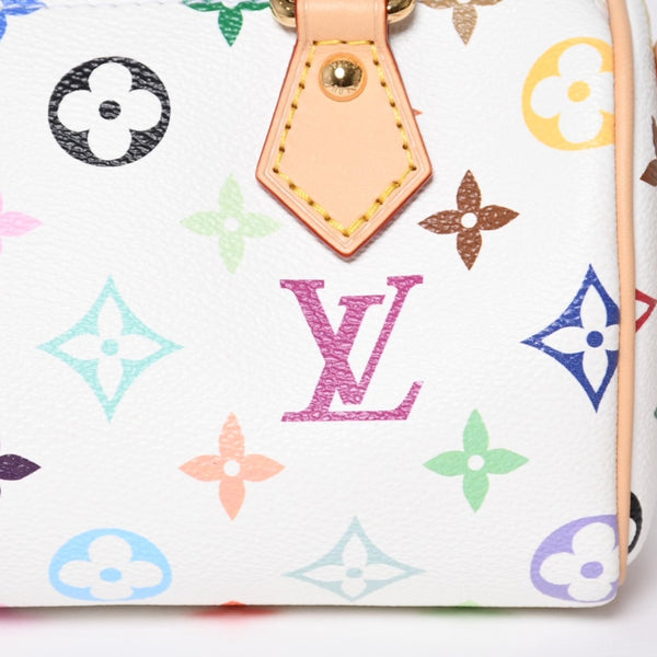 Like new LOUIS VUITTON Nano Speedy Handbag M13391 Monogram Multicolor White Takashi Murakami Used 4a000704