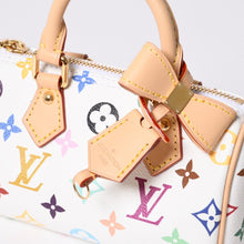 画像をギャラリービューアに読み込む, 新品同様 LOUIS VUITTON ルイヴィトン ナノ スピーディ ハンドバッグ M13391 モノグラム マルチカラー ホワイト 村上隆 中古 4a000704