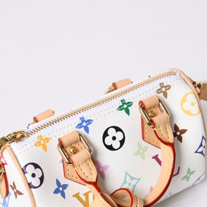 Like new LOUIS VUITTON Nano Speedy Handbag M13391 Monogram Multicolor White Takashi Murakami Used 4a000704