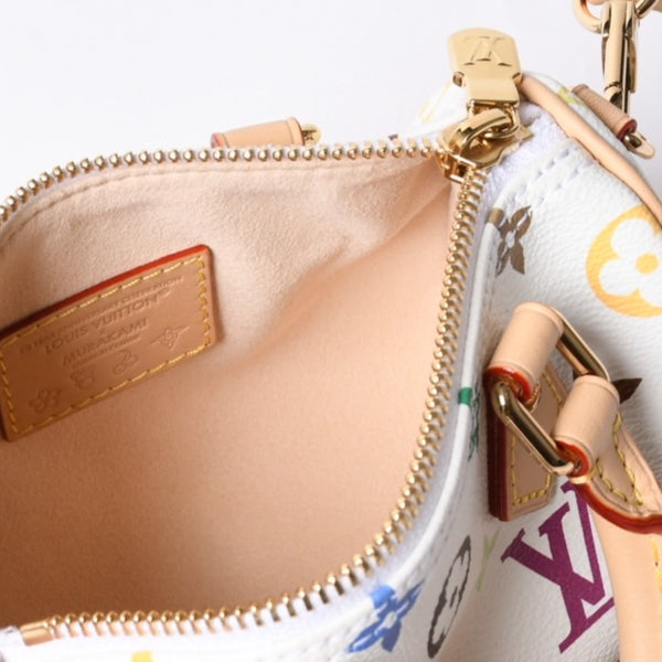 Like new LOUIS VUITTON Nano Speedy Handbag M13391 Monogram Multicolor White Takashi Murakami Used 4a000704