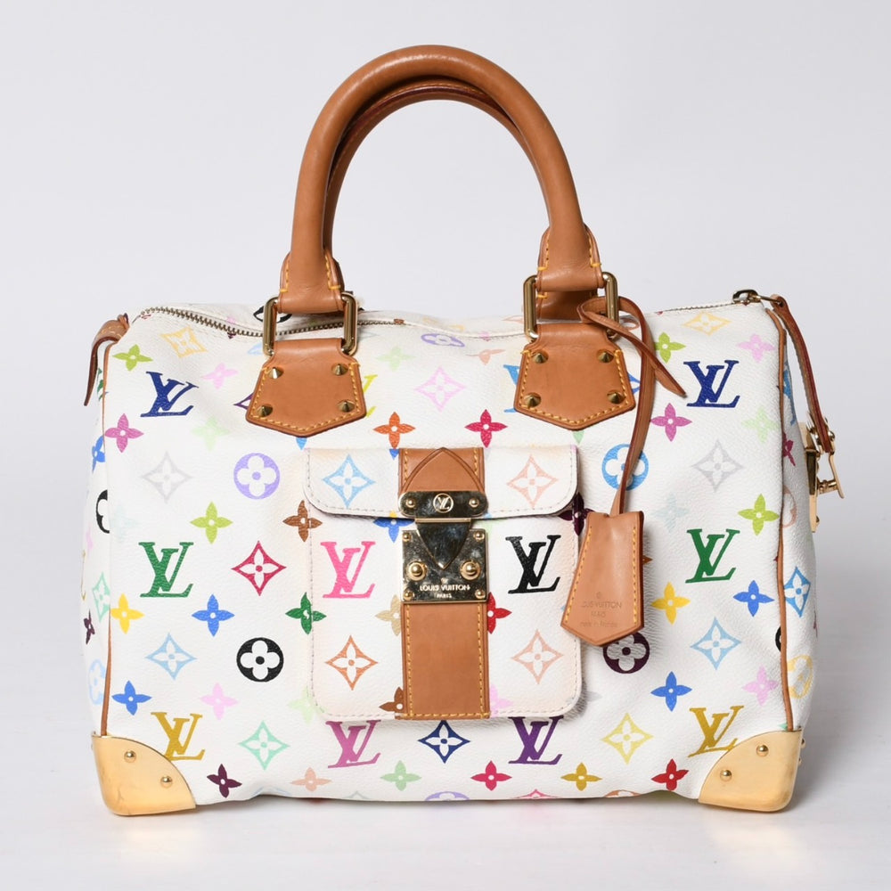 LOUIS VUITTON Speedy 30 Handbag M92643 Monogram Multicolor Takashi Murakami White Good Condition Used 4a000814