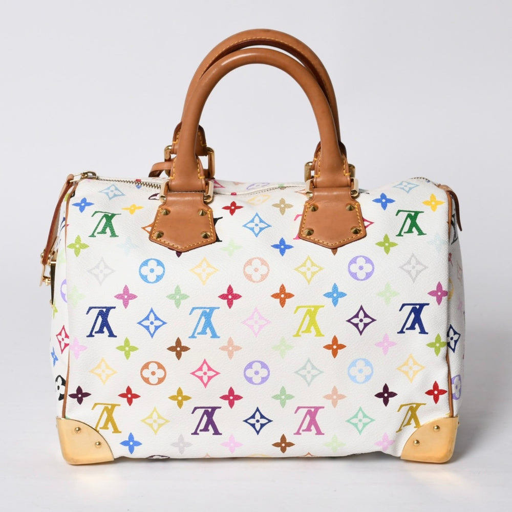 LOUIS VUITTON Speedy 30 Handbag M92643 Monogram Multicolor Takashi Murakami White Good Condition Used 4a000814