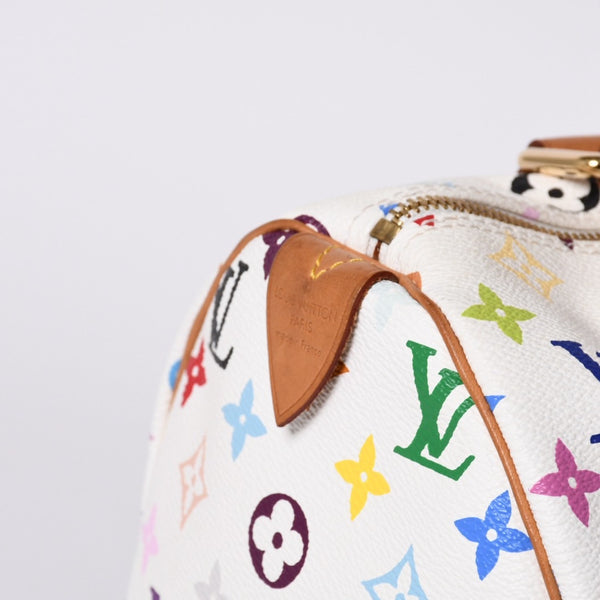 LOUIS VUITTON Speedy 30 Handbag M92643 Monogram Multicolor Takashi Murakami White Good Condition Used 4a000814