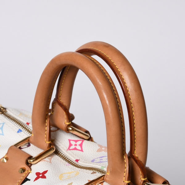 LOUIS VUITTON Speedy 30 Handbag M92643 Monogram Multicolor Takashi Murakami White Good Condition Used 4a000814
