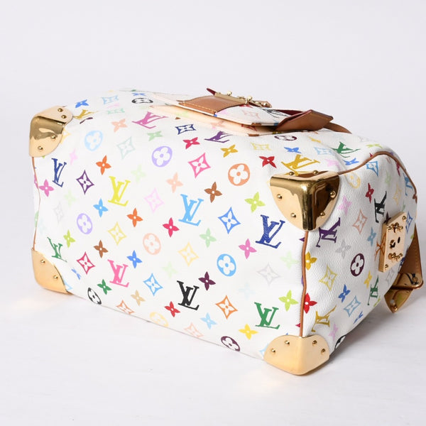 LOUIS VUITTON Speedy 30 Handbag M92643 Monogram Multicolor Takashi Murakami White Good Condition Used 4a000814