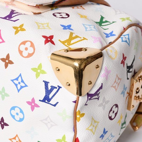 LOUIS VUITTON Speedy 30 Handbag M92643 Monogram Multicolor Takashi Murakami White Good Condition Used 4a000814
