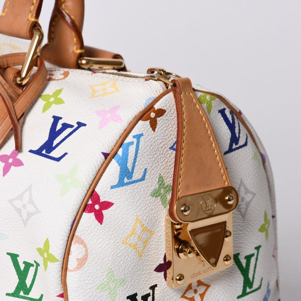 LOUIS VUITTON Speedy 30 Handbag M92643 Monogram Multicolor Takashi Murakami White Good Condition Used 4a000814