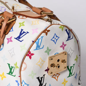 LOUIS VUITTON Speedy 30 Handbag M92643 Monogram Multicolor Takashi Murakami White Good Condition Used 4a000814