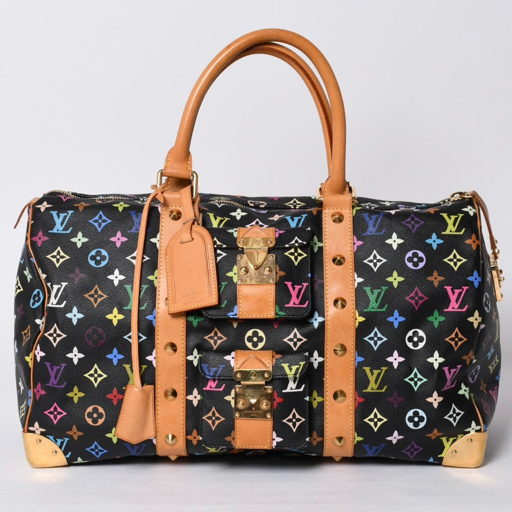 極美品 LOUIS VUITTON ルイヴィトン × 村上隆 モノグラムマルチカラー キーポル45 ボストンバッグ ノワール M92640 中古 4a000702