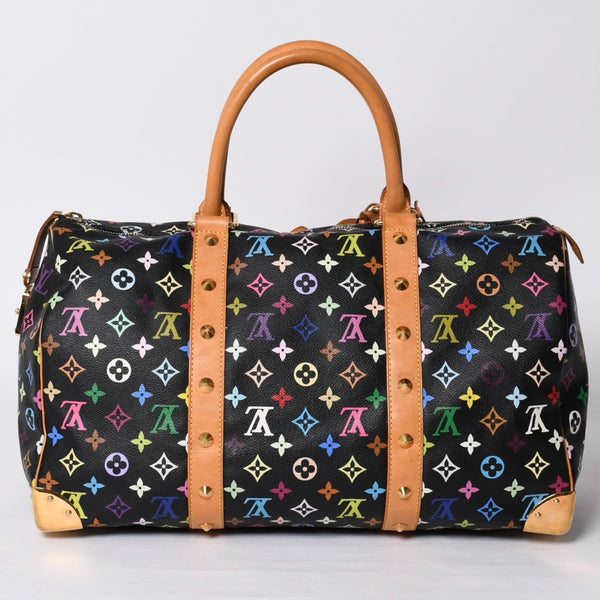 極美品 LOUIS VUITTON ルイヴィトン × 村上隆 モノグラムマルチカラー キーポル45 ボストンバッグ ノワール M92640 中古 4a000702