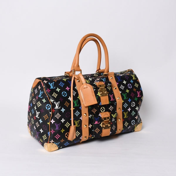 極美品 LOUIS VUITTON ルイヴィトン × 村上隆 モノグラムマルチカラー キーポル45 ボストンバッグ ノワール M92640 中古 4a000702