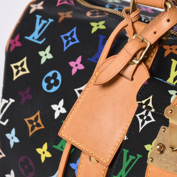 極美品 LOUIS VUITTON ルイヴィトン × 村上隆 モノグラムマルチカラー キーポル45 ボストンバッグ ノワール M92640 中古 4a000702
