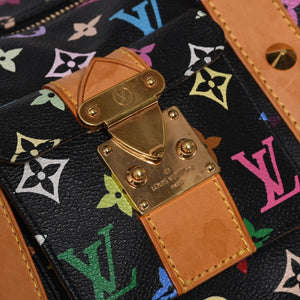 極美品 LOUIS VUITTON ルイヴィトン × 村上隆 モノグラムマルチカラー キーポル45 ボストンバッグ ノワール M92640 中古 4a000702