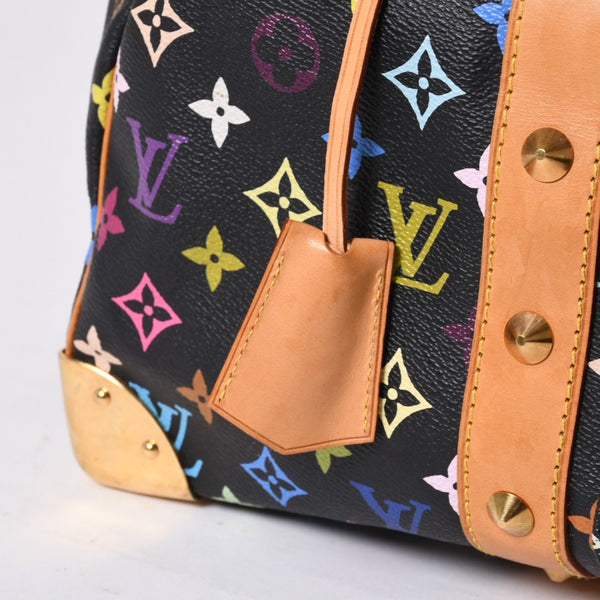 極美品 LOUIS VUITTON ルイヴィトン × 村上隆 モノグラムマルチカラー キーポル45 ボストンバッグ ノワール M92640 中古 4a000702