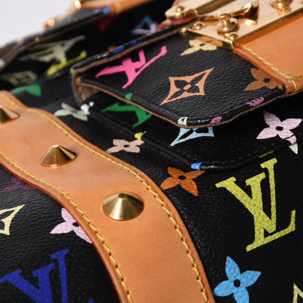 極美品 LOUIS VUITTON ルイヴィトン × 村上隆 モノグラムマルチカラー キーポル45 ボストンバッグ ノワール M92640 中古 4a000702