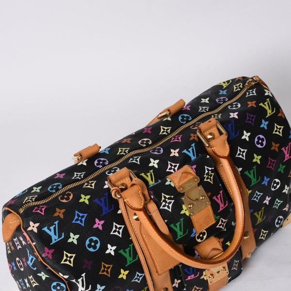 極美品 LOUIS VUITTON ルイヴィトン × 村上隆 モノグラムマルチカラー キーポル45 ボストンバッグ ノワール M92640 中古 4a000702
