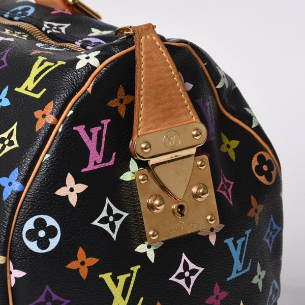 極美品 LOUIS VUITTON ルイヴィトン × 村上隆 モノグラムマルチカラー キーポル45 ボストンバッグ ノワール M92640 中古 4a000702