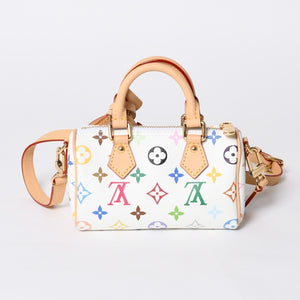 Like new LOUIS VUITTON Nano Speedy Handbag M13391 Monogram Multicolor White Takashi Murakami Used 4a000704