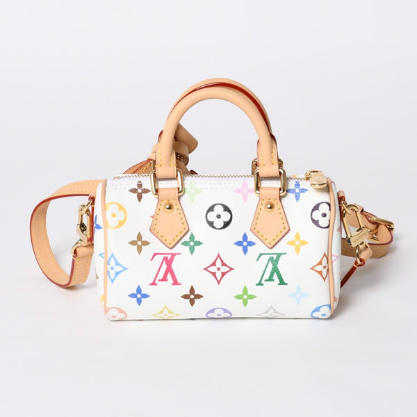 Like new LOUIS VUITTON Nano Speedy Handbag M13391 Monogram Multicolor White Takashi Murakami Used 4a000704
