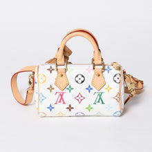 画像をギャラリービューアに読み込む, 新品同様 LOUIS VUITTON ルイヴィトン ナノ スピーディ ハンドバッグ M13391 モノグラム マルチカラー ホワイト 村上隆 中古 4a000704