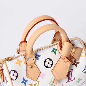 Like new LOUIS VUITTON Nano Speedy Handbag M13391 Monogram Multicolor White Takashi Murakami Used 4a000704