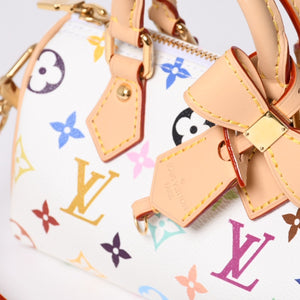 Like new LOUIS VUITTON Nano Speedy Handbag M13391 Monogram Multicolor White Takashi Murakami Used 4a000704