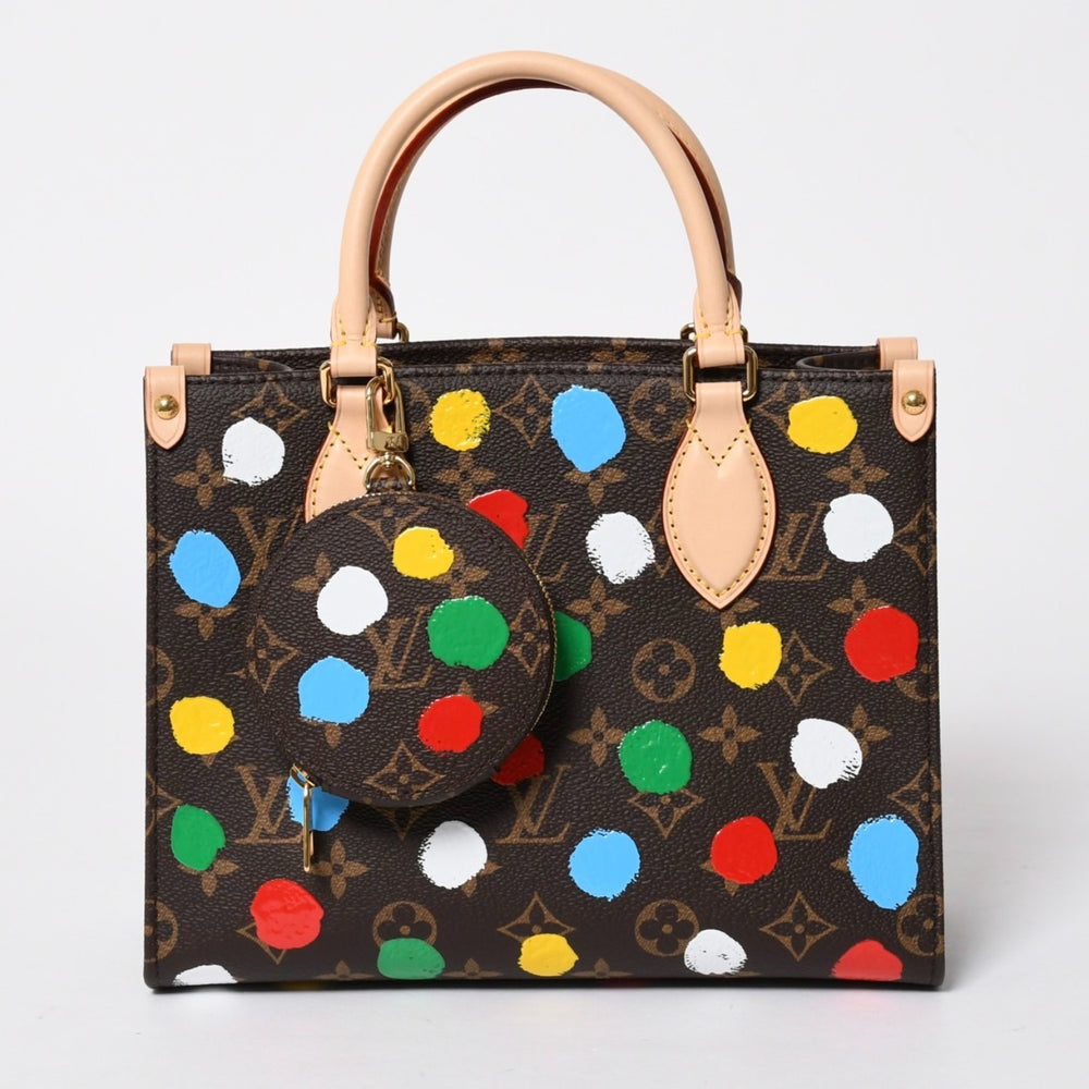 新品同様品 LOUIS VUITTON ルイヴィトン オンサゴーPM 草間彌生 M46380 モノグラム ハンドバッグ ショルダーバッグ 2way 中古 4a007157