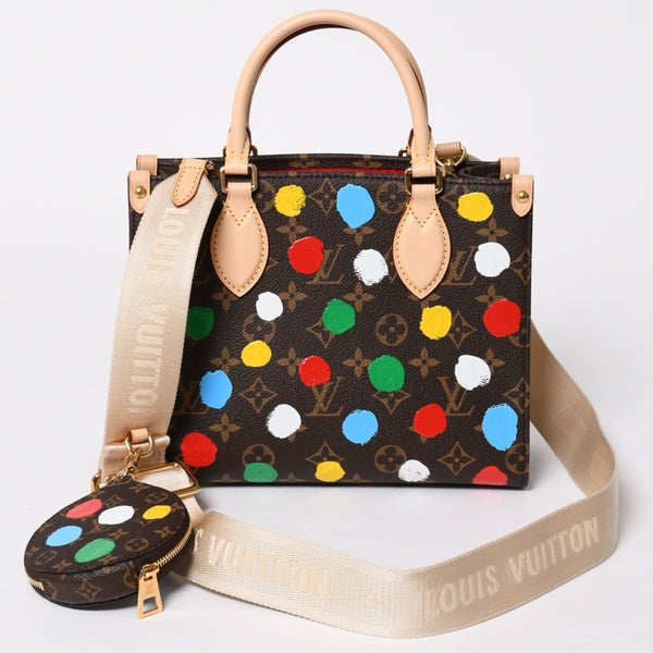 新品同様品 LOUIS VUITTON ルイヴィトン オンサゴーPM 草間彌生 M46380 モノグラム ハンドバッグ ショルダーバッグ 2way 中古 4a007157