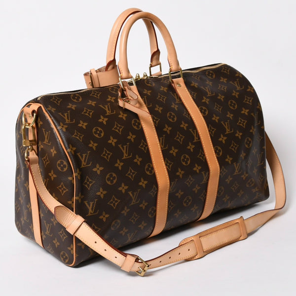 極美品 LOUIS VUITTON ルイヴィトン ボストンバッグ キーポルバンドリエール45 モノグラム M41418 ブラウン ゴールド金具 中古 4a007153