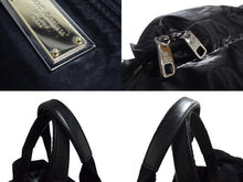 画像をギャラリービューアに読み込む, DOLCE&amp;GABBANA ドルチェアンドガッバーナ ロゴプレート2WAY トートバッグ ブラック ナイロン BM1959AO24380999 美品 中古 4b000736