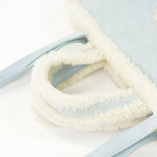 Load image into Gallery viewer, UGG×TELFAR アグ×テルファー ミディアム ショッパー2WAY バッグ 1123205 ホワイト ライトブルー スウェード コットンツイル シルバー金具 美品 中古 4b007808