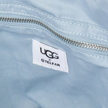 Load image into Gallery viewer, UGG×TELFAR アグ×テルファー ミディアム ショッパー2WAY バッグ 1123205 ホワイト ライトブルー スウェード コットンツイル シルバー金具 美品 中古 4b007808