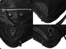 画像をギャラリービューアに読み込む, BALENCIAGA バレンシアガ ルカゴールXS ショルダーバッグ 719065 2020S ブラック ラムスキン シルバー金具 美品 中古 4b000843