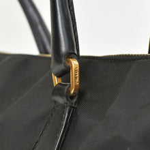 画像をギャラリービューアに読み込む, PRADA プラダ ハンドバッグ トライアングルロゴ イタリア製 ナイロン レザー ブラック ゴールド金具 美品 中古 4b010053