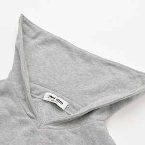 Like new MIU MIU Logo embroidered sweatshirt with cropped collar MJL869 S size Gray cut-off cropped Used 4a007930