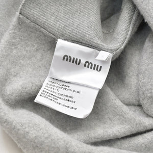Like new MIU MIU Logo embroidered sweatshirt with cropped collar MJL869 S size Gray cut-off cropped Used 4a007930