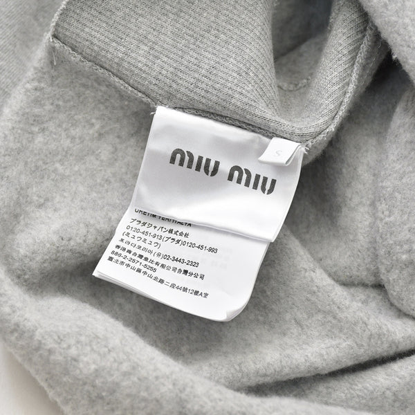 Like new MIU MIU Logo embroidered sweatshirt with cropped collar MJL869 S size Gray cut-off cropped Used 4a007930
