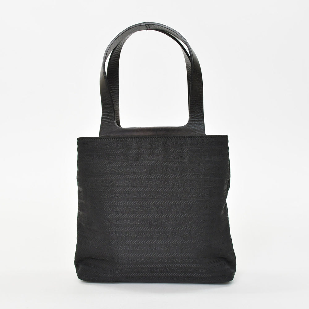 極美品 PRADA プラダ ハンドバッグ トートバッグ 裏地デザイン イタリア製 ナイロン レザー ブラック 中古 4b010105