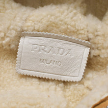 画像をギャラリービューアに読み込む, 極美品 PRADA プラダ シアリングボンバージャケット 58A086 1ZXR F036F レザー ムートン コニャク ブラウン シルバー 金具 サイズ 36 中古 4b010217