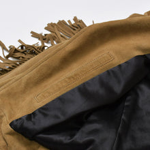 画像をギャラリービューアに読み込む, SAINT LAURENT PARIS サンローランパリ フリンジ ライダースジャケット 455748 Y5QM2 イタリア製 やぎ革 ベージュ シルバー金具 サイズF34 美品 中古 4b010476