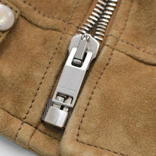 画像をギャラリービューアに読み込む, SAINT LAURENT PARIS サンローランパリ フリンジ ライダースジャケット 455748 Y5QM2 イタリア製 やぎ革 ベージュ シルバー金具 サイズF34 美品 中古 4b010476