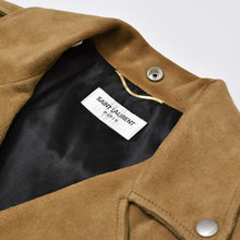 画像をギャラリービューアに読み込む, SAINT LAURENT PARIS サンローランパリ フリンジ ライダースジャケット 455748 Y5QM2 イタリア製 やぎ革 ベージュ シルバー金具 サイズF34 美品 中古 4b010476